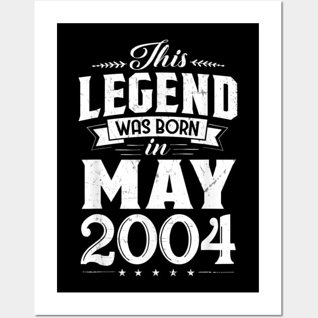 Born In May 2004 Retro Vintage 16 Year Old Bday Gift Wall Art by teudasfemales